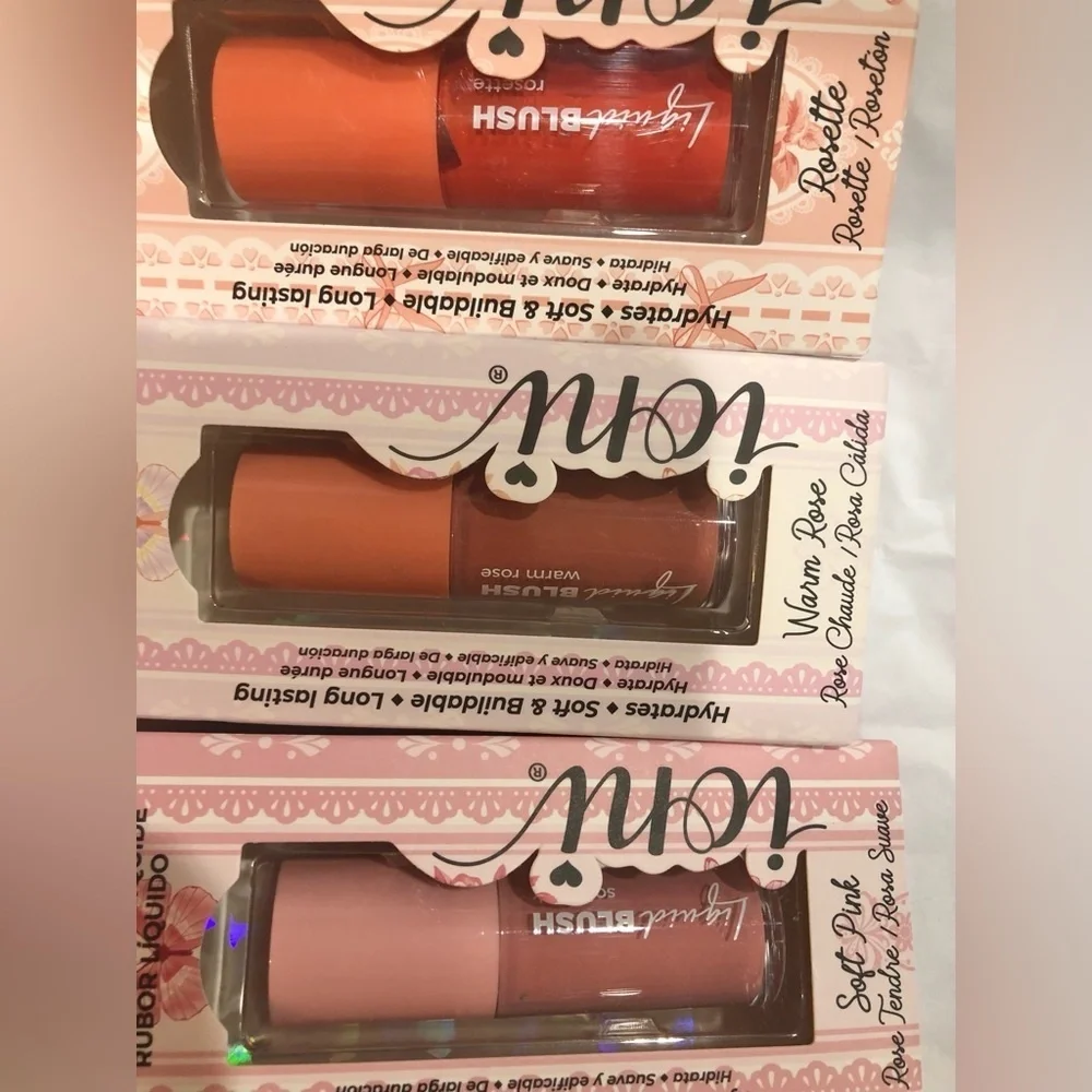 3pack hydrating liquid blush bundle in soft pink, warm‎ rose and rosette new